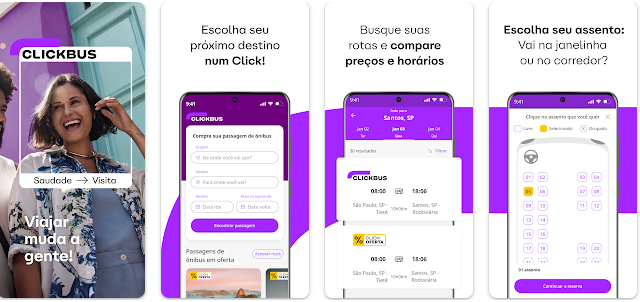 Aplicativo de ônibus viagem