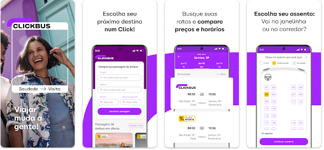 Aplicativo de ônibus viagem