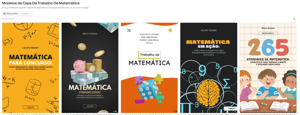 Capa de trabalho de matemática