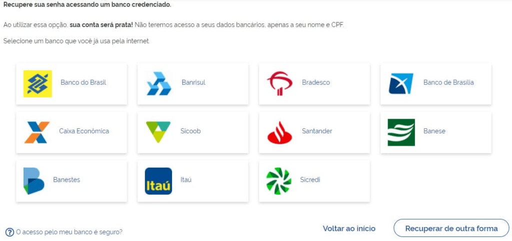 Recuperar senha Gov.br