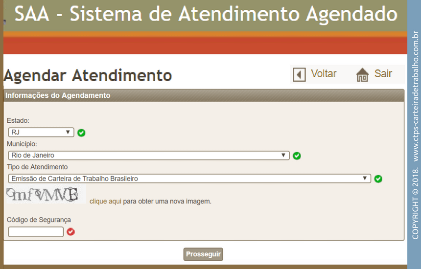 Agendamento carteira de trabalho