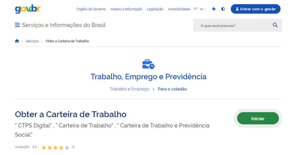 Agendamento carteira de trabalho