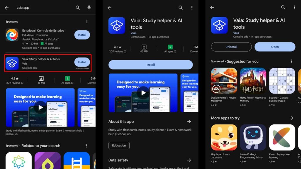 Application Vaia