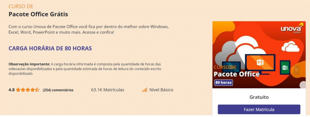 Curso de pacote Office online