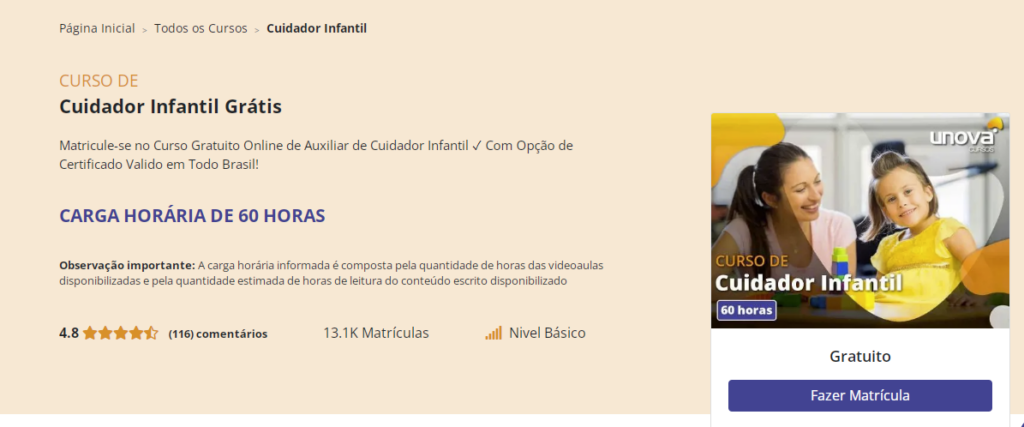 Curso de cuidador infantil