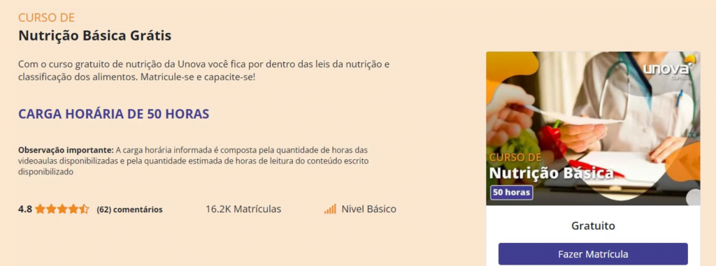 Curso online de nutrição básica: grátis e com certificado 1 Curso de nutrição básica