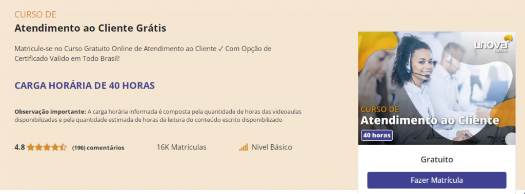Curso gratuito de atendimento ao cliente: passo a passo para se inscrever 1 Curso gratuito de atendimento ao cliente