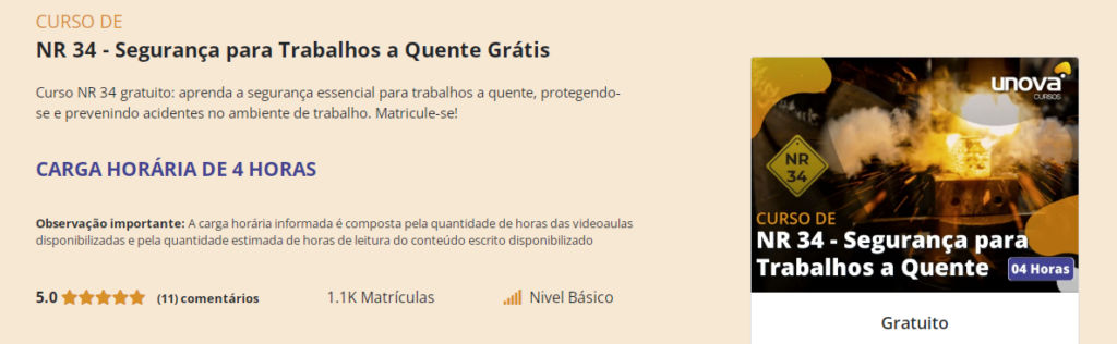 Curso grátis de NR-34