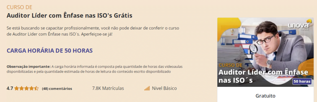 Curso online grátis de auditor líder