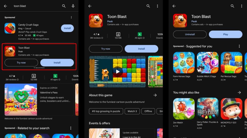 Toon Blast puzzle