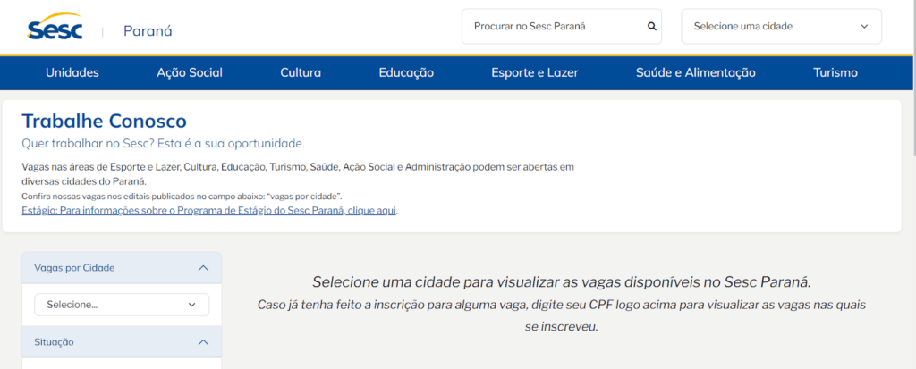 SESC PR trabalhe conosco
