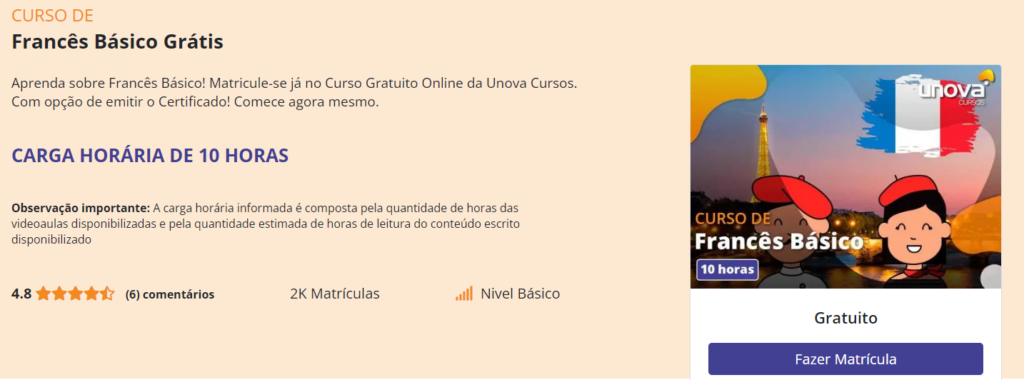 Curso de Francês Básico grátis