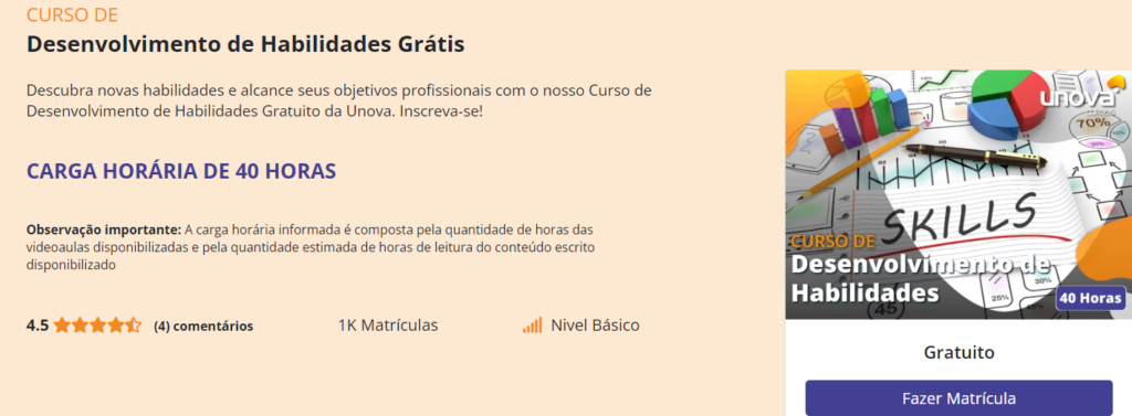 Curso grátis de desenvolvimento de habilidades