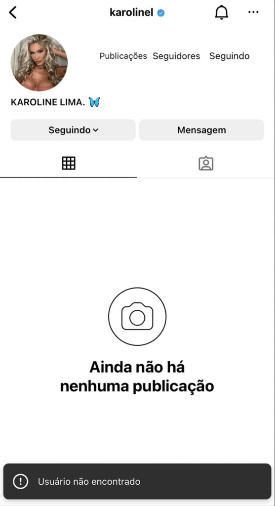 Conta do Instagram desativada