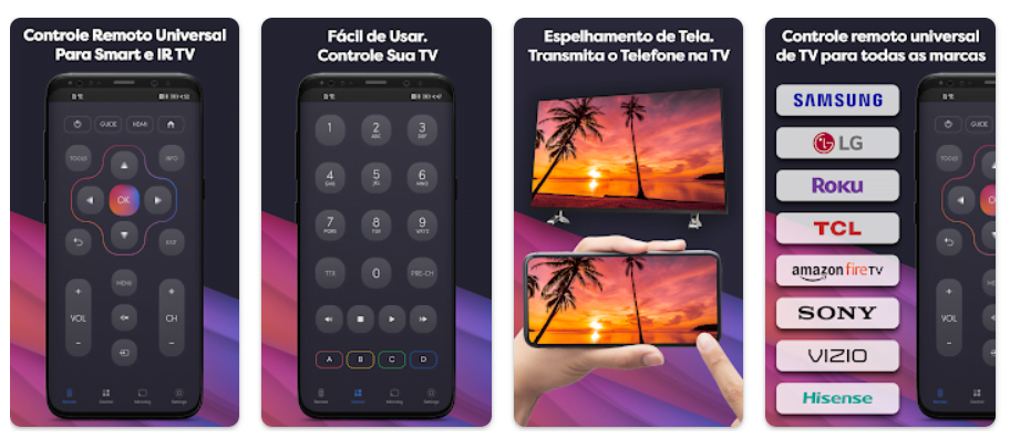 Aplicativo de controle remoto universal