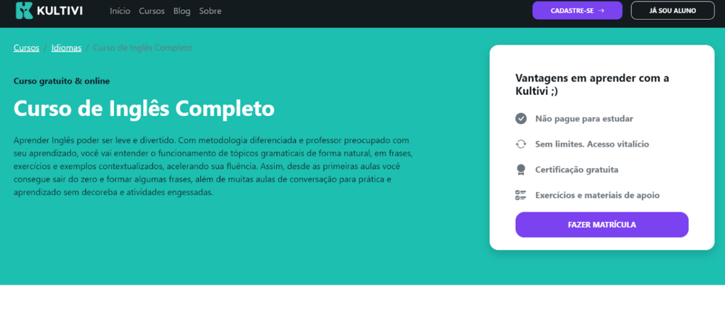 Curso de Inglês online grátis