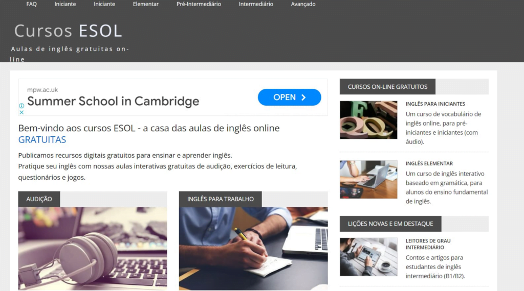 Curso de Inglês online grátis