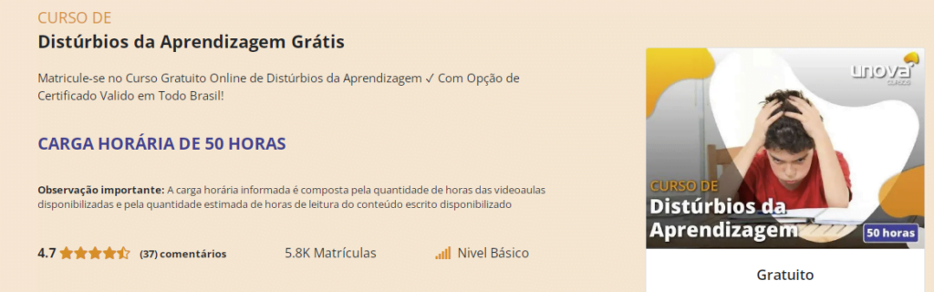 Curso gratuito de distúrbios da aprendizagem: aprenda a se inscrever 3 Curso gratuito de distúrbios da aprendizagem