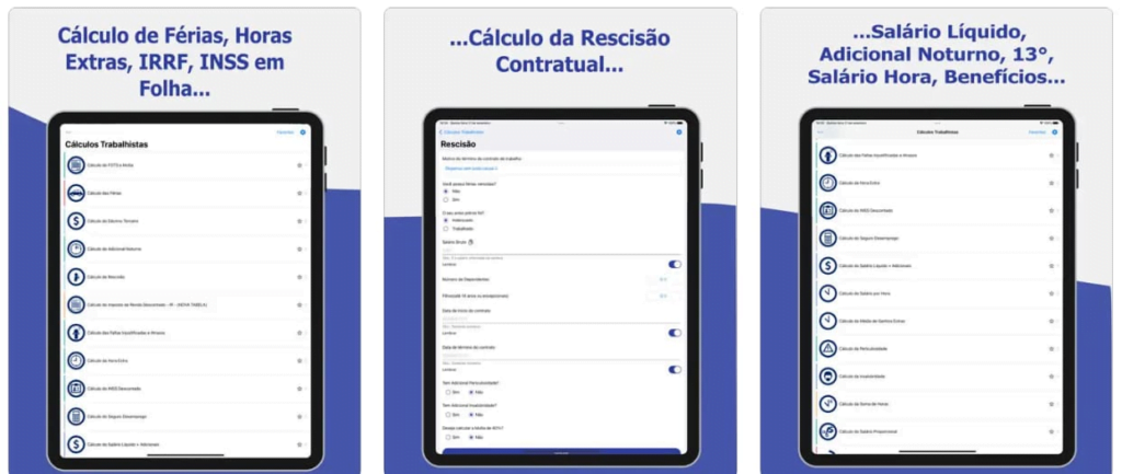 Aplicativo de cálculos trabalhistas 