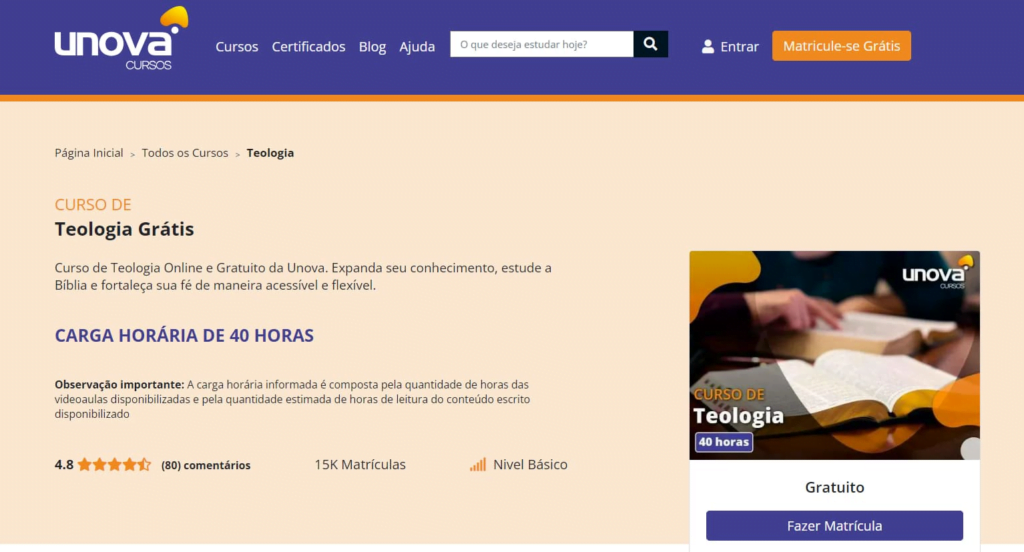 Curso gratuito de teologia