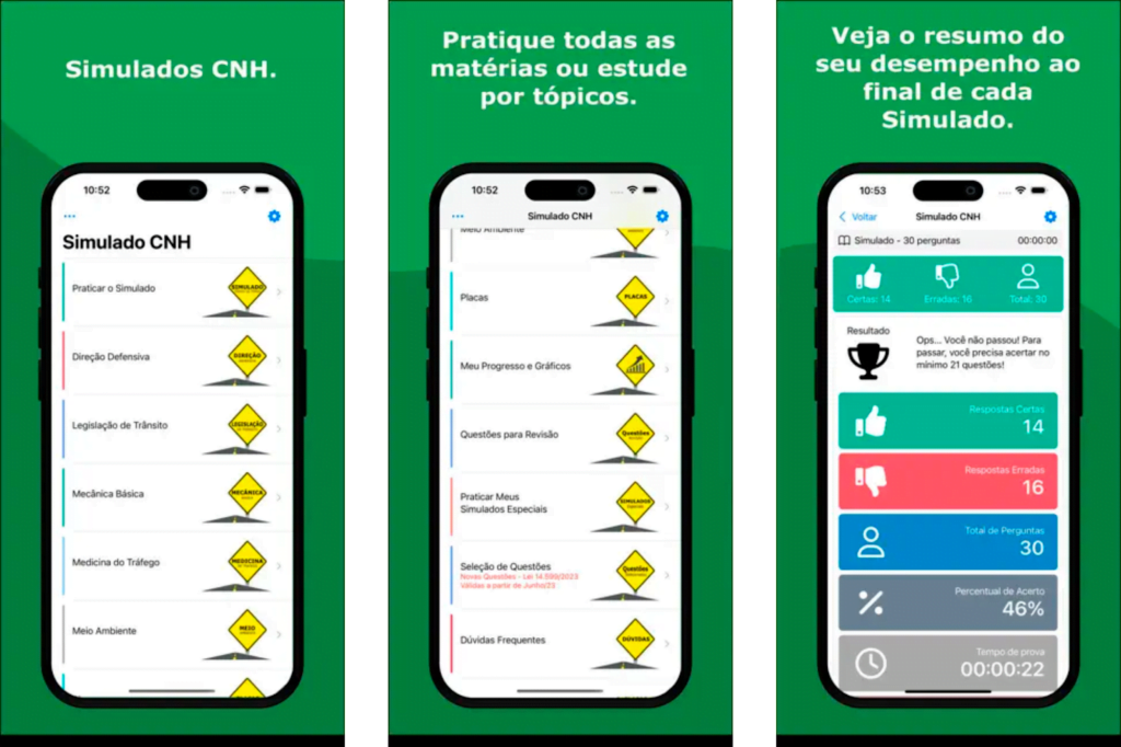 Aplicativo simulado prova CNH