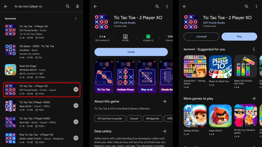 Tic Tac Toe game
