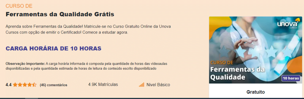 Curso grátis de ferramentas da qualidade