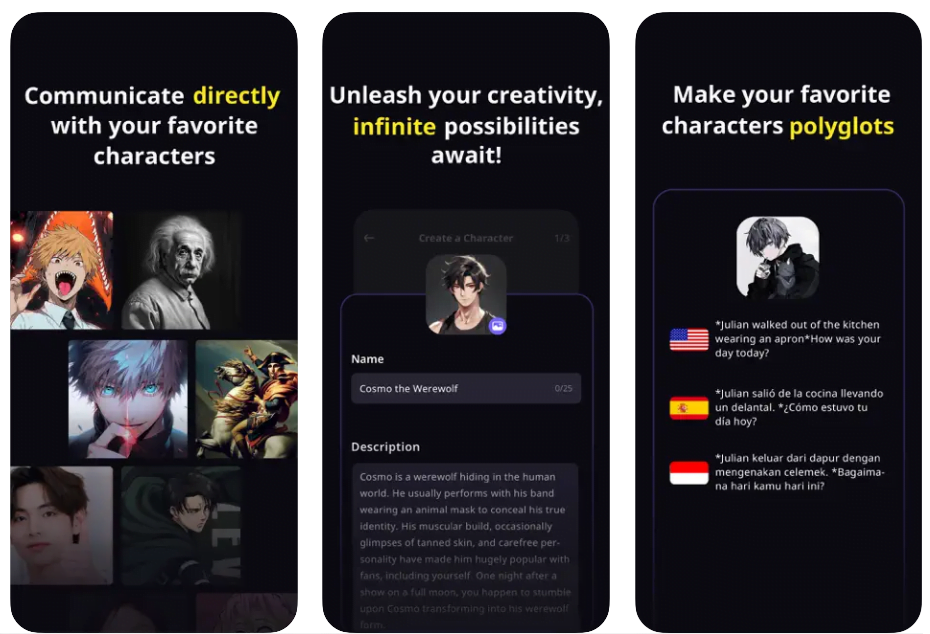 Aplicativo para conversar com personagens famosos 3 Aplicativo para conversar com personagens famosos