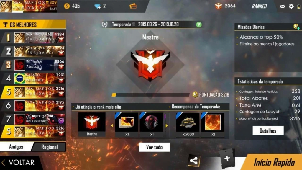 Alcançar Mestre no Free Fire