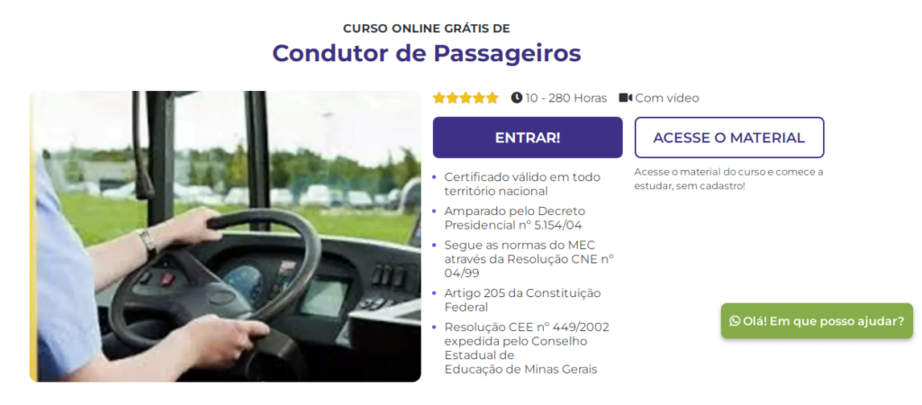 Curso grátis de motorista