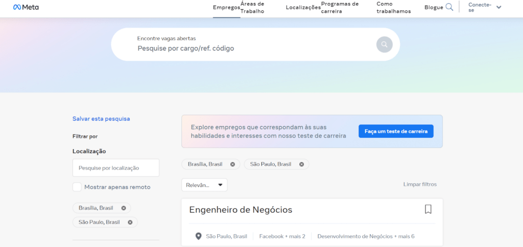 Vagas de emprego no Facebook