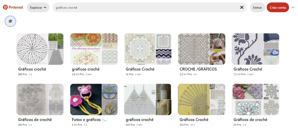 Baixar gráficos de crochê no Pinterest