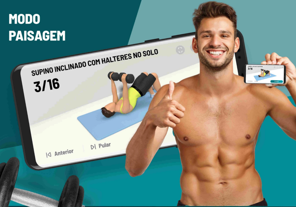 Aplicativo de treino com halteres em casa