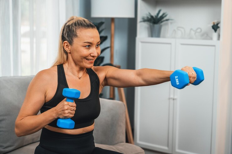 Aplicativo de treino com halteres em casa