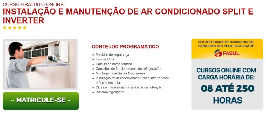 Curso de instalação e manutenção de ar condicionado 