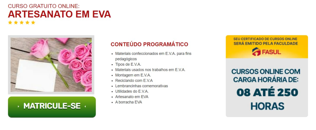 Curso artesanato em EVA 
