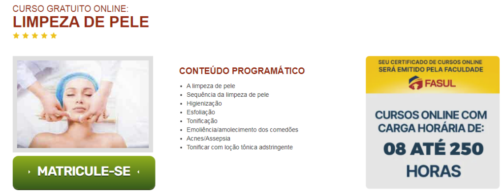 Curso de limpeza de pele 