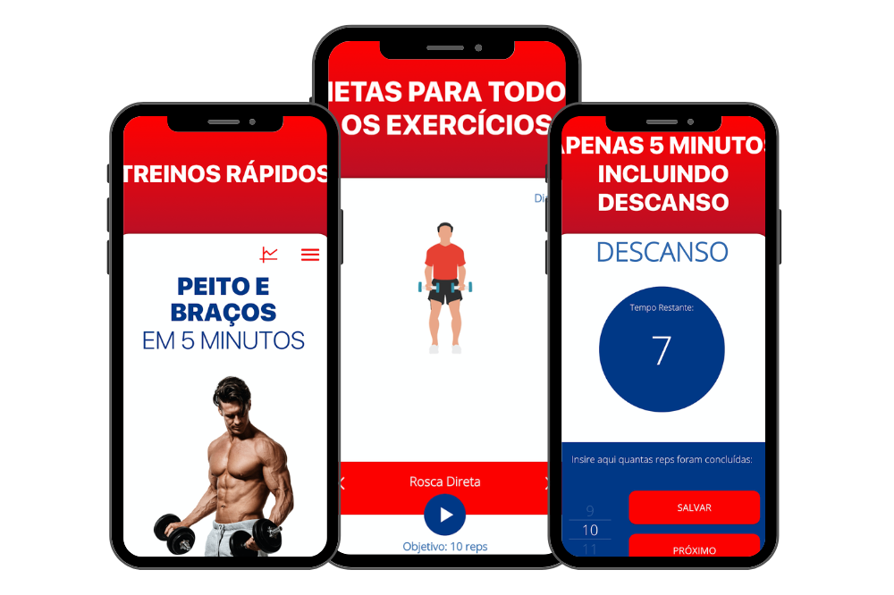 Aplicativo treinos 5 minutos peito braços
