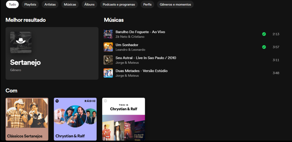 Escutar música sertaneja