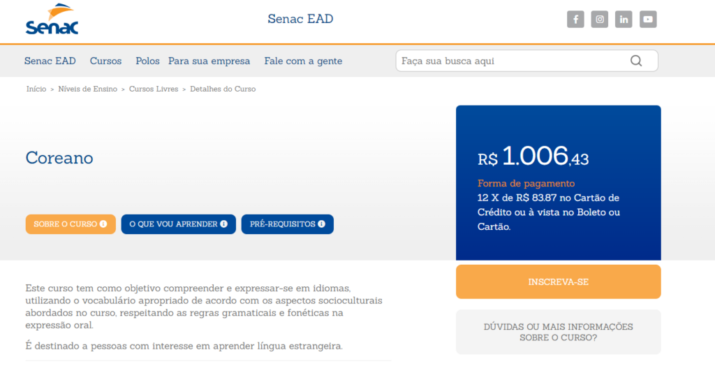 Aula de coreano