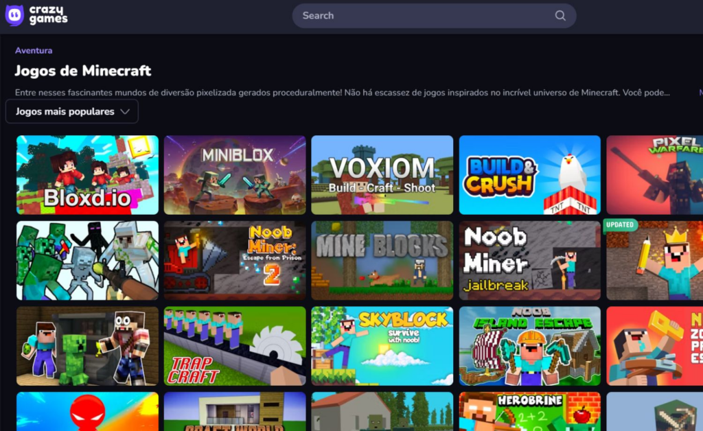 Jogos de Minecraft: jogue grátis online no celular 2 Jogos de Minecraft