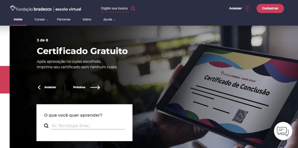 Fundação Bradesco: plataforma com cursos online grátis para todos 3 Fundação Bradesco