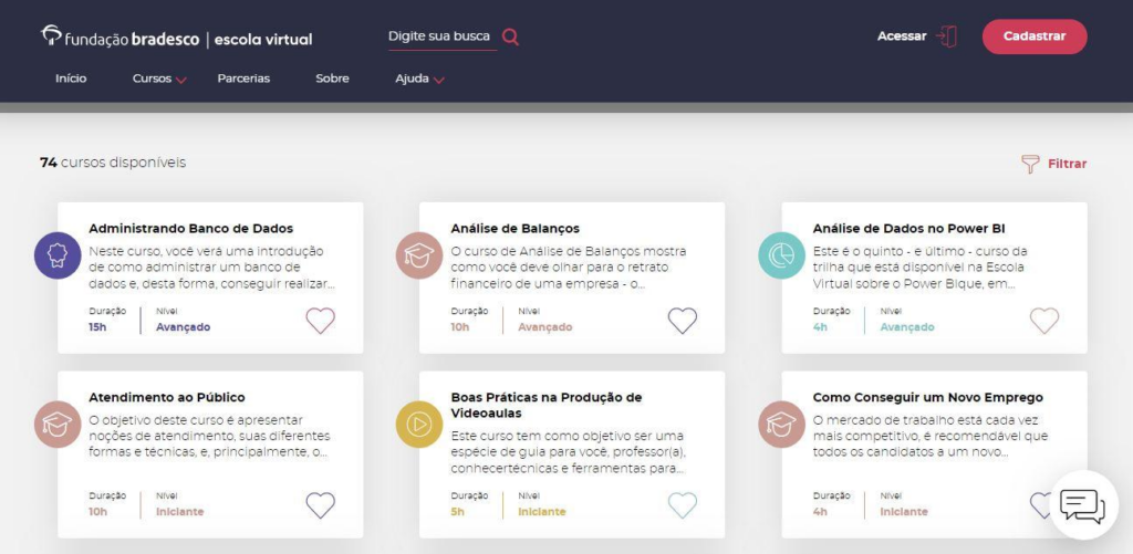 Fundação Bradesco: plataforma com cursos online grátis para todos 5 Fundação Bradesco