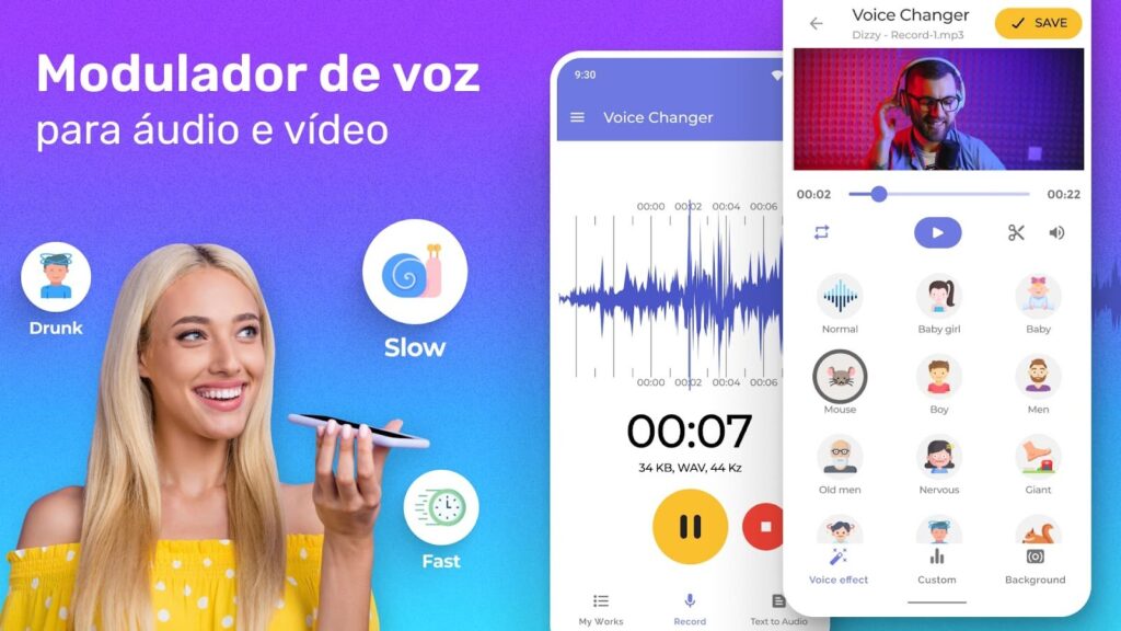 Aplicativo para mudar a voz para usar em vídeos 3 Mudar a voz