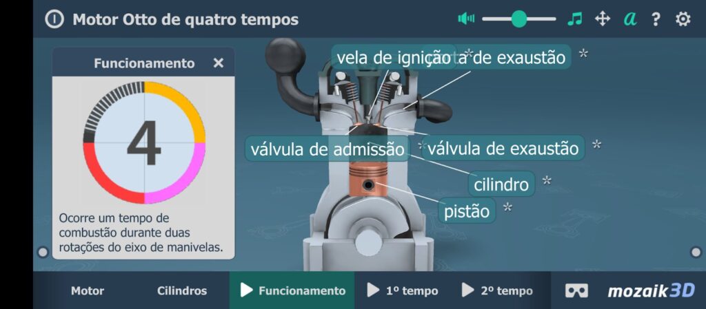 Aplicativo Motor Otto de quatro tempos 3D - Conheça o motor pelo celular 5 Aplicativo Motor Otto 3D