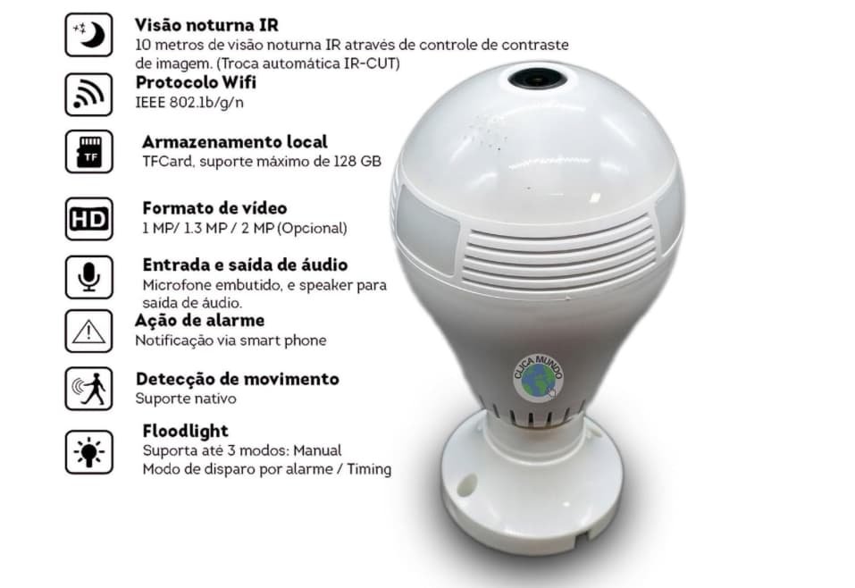 Veja onde comprar lâmpada espiã com câmera por menos de R$ 100,00 4 Lâmpada espiã