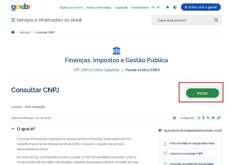 Veja como consultar o CNPJ na Receita Federal de forma gratuita 3 Consultar o CNPJ na Receita Federal