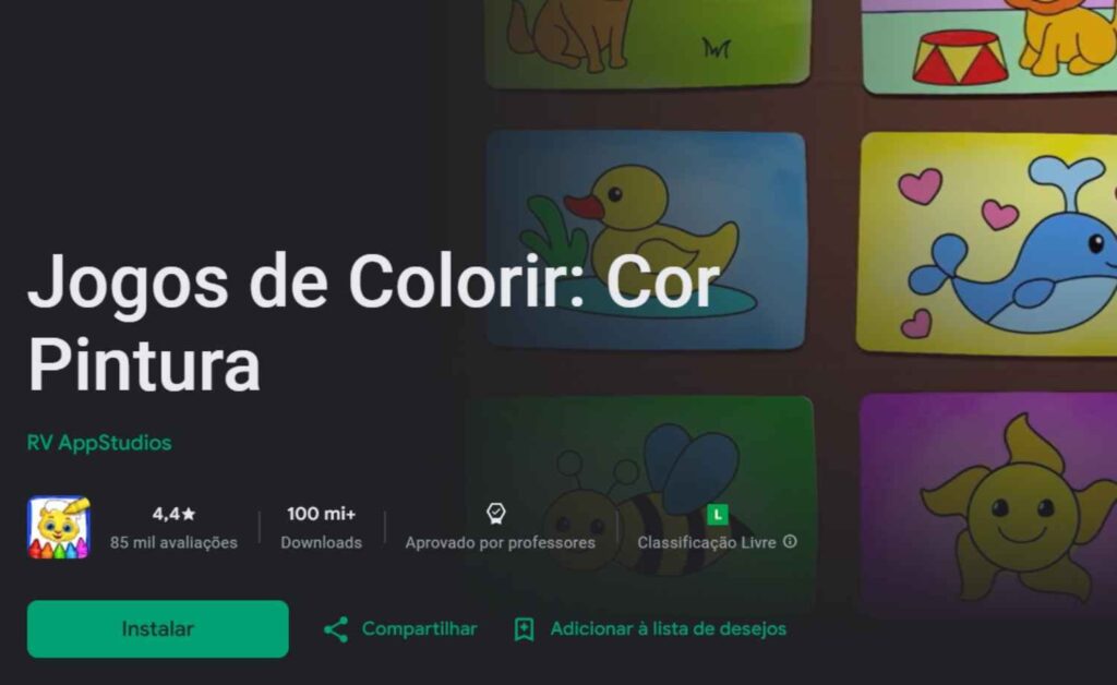 Aplicativo com desenhos infantis para colorir online grátis no celular 9 Desenhos infantis para colorir