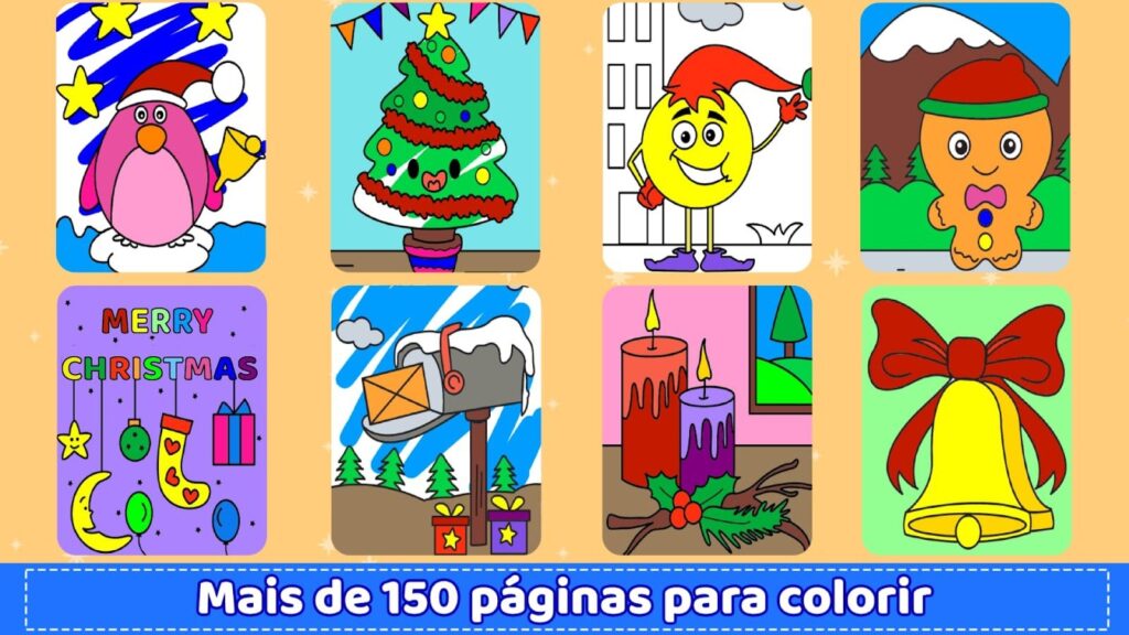 Aplicativo infantil com desenhos de Natal para colorir 100% grátis 3 Desenhos de Natal para colorir