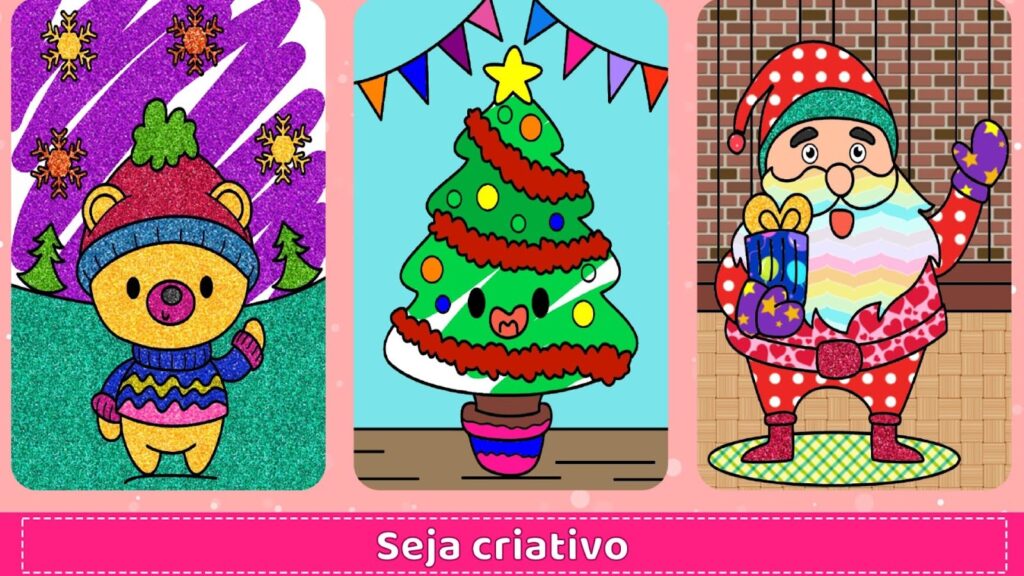 Aplicativo infantil com desenhos de Natal para colorir 100% grátis 4 Desenhos de Natal para colorir